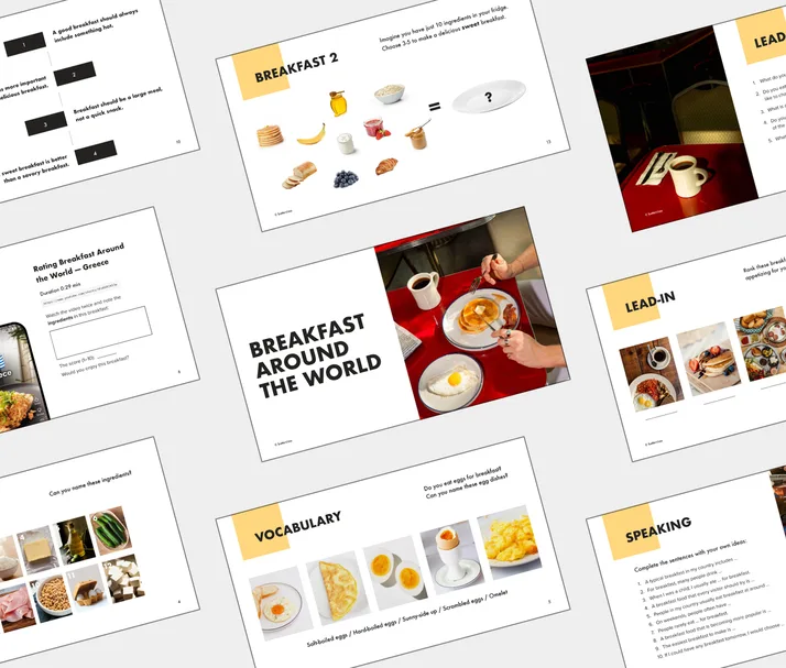 B1 lesson about Breakfast Around the World, student Light PDF preview
