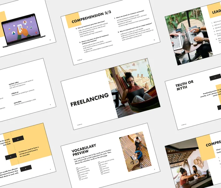 B2 lesson about Freelancing, student Light PDF preview