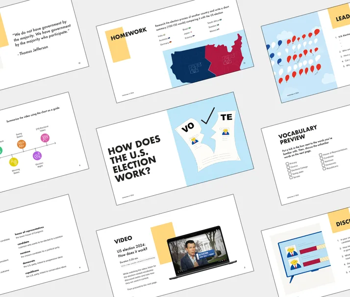 B2 lesson about How Does the US Election Work?, student Light PDF preview