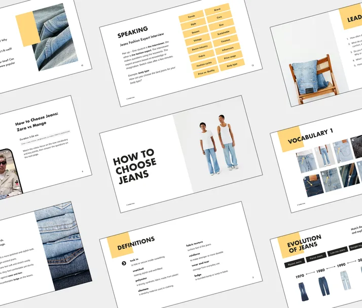 B2 lesson about How to Choose Jeans, student Light PDF preview