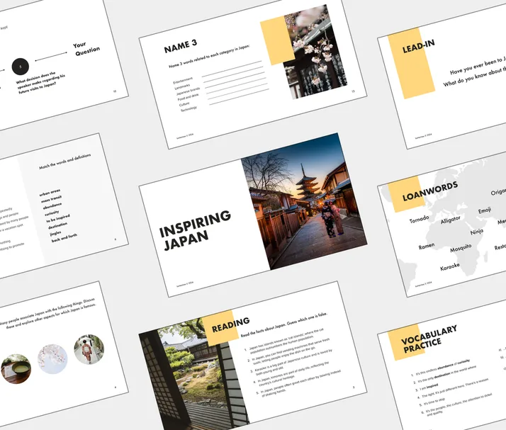 B2 lesson about Inspiring Japan, student Light PDF preview
