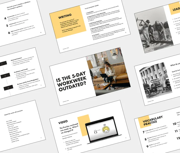 B2 lesson about Is the 5-day Workweek Outdated?, student Light PDF preview