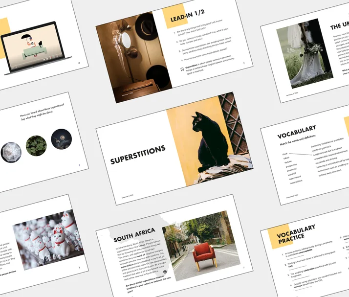 B1 lesson about Superstitions, student Light PDF preview