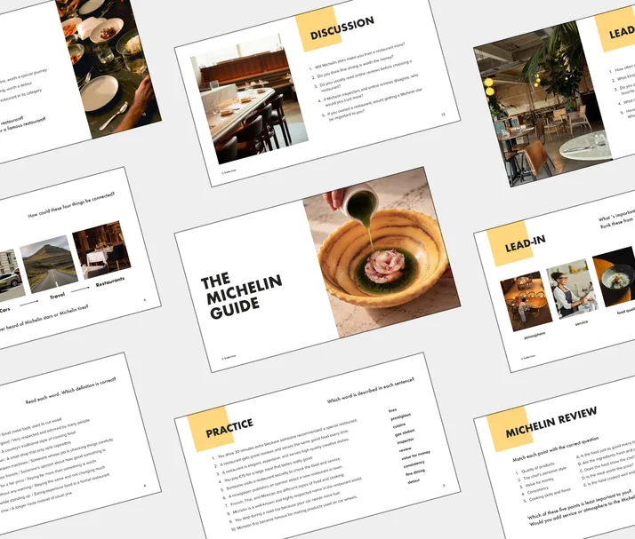 B1 lesson about The Michelin Guide, student Light PDF preview