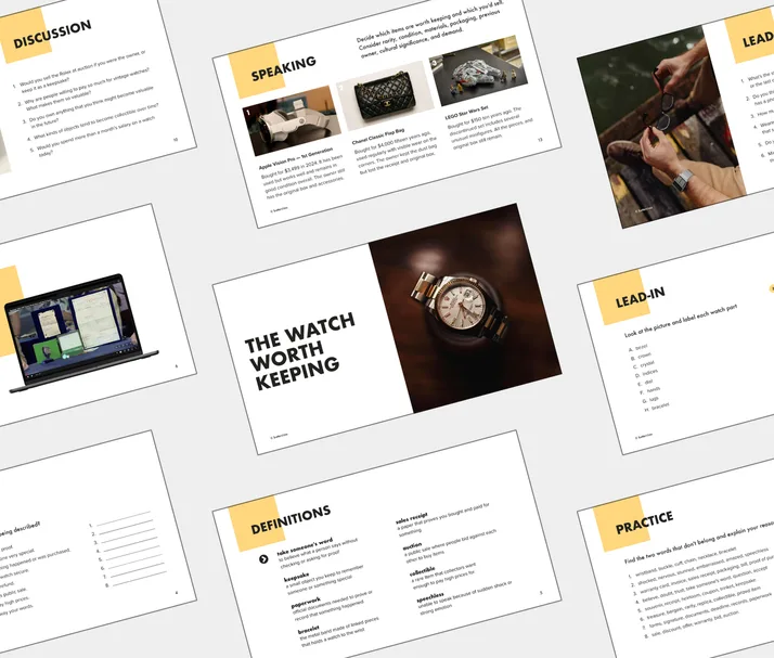 B2 lesson about The Watch Worth Keeping, student Light PDF preview