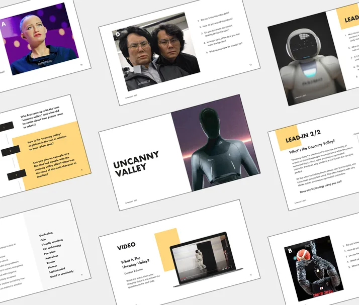 C1 lesson about Uncanny Valley, student Light PDF preview