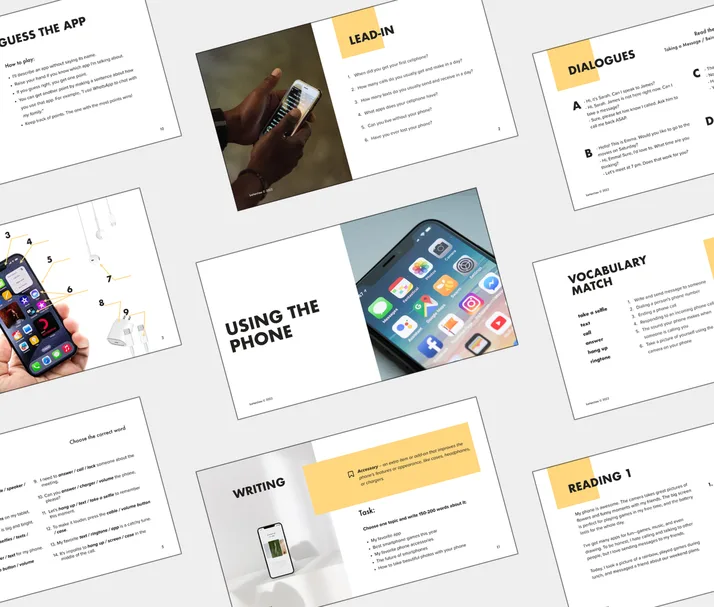 A2 lesson about Using the Phone, student Light PDF preview