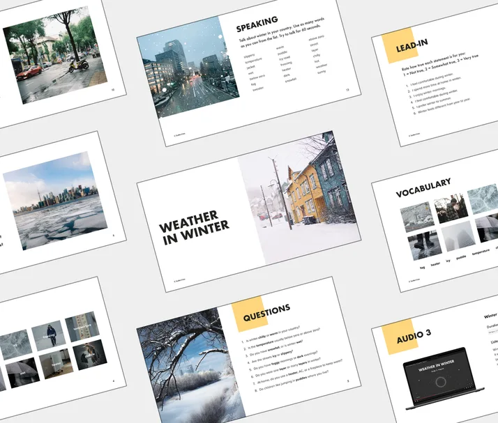 A2 lesson about Weather in Winter, student Light PDF preview