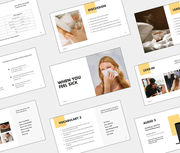 A2 lesson about When You Feel Sick, student Light PDF preview