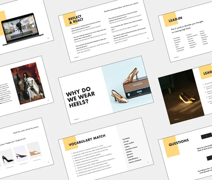 B2 lesson about Why Do We Wear Heels, student Light PDF preview