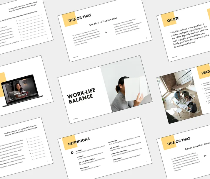 B2 lesson about Work-life Balance, student Light PDF preview
